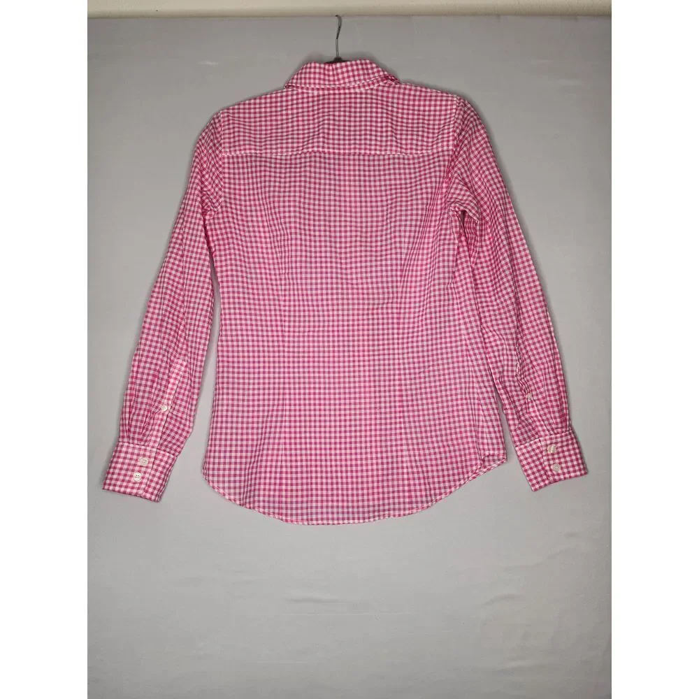 J. Crew Womans Checkered button Shirt the Perfect‎ Shirt Pink/ White Gingham XS